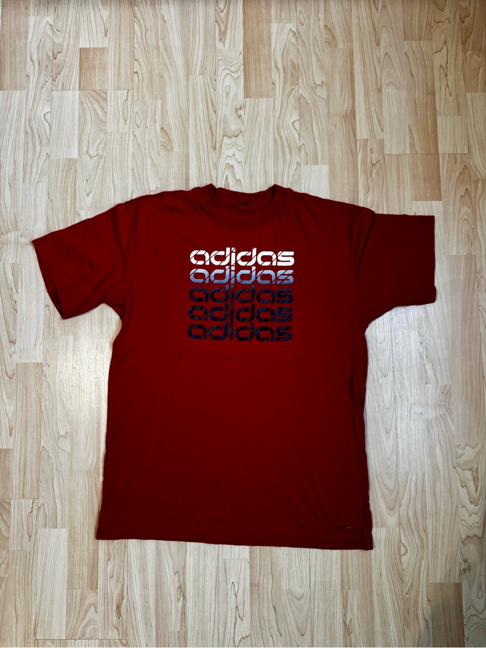 adidas Red Stacked Logo Short Sleeve Tee